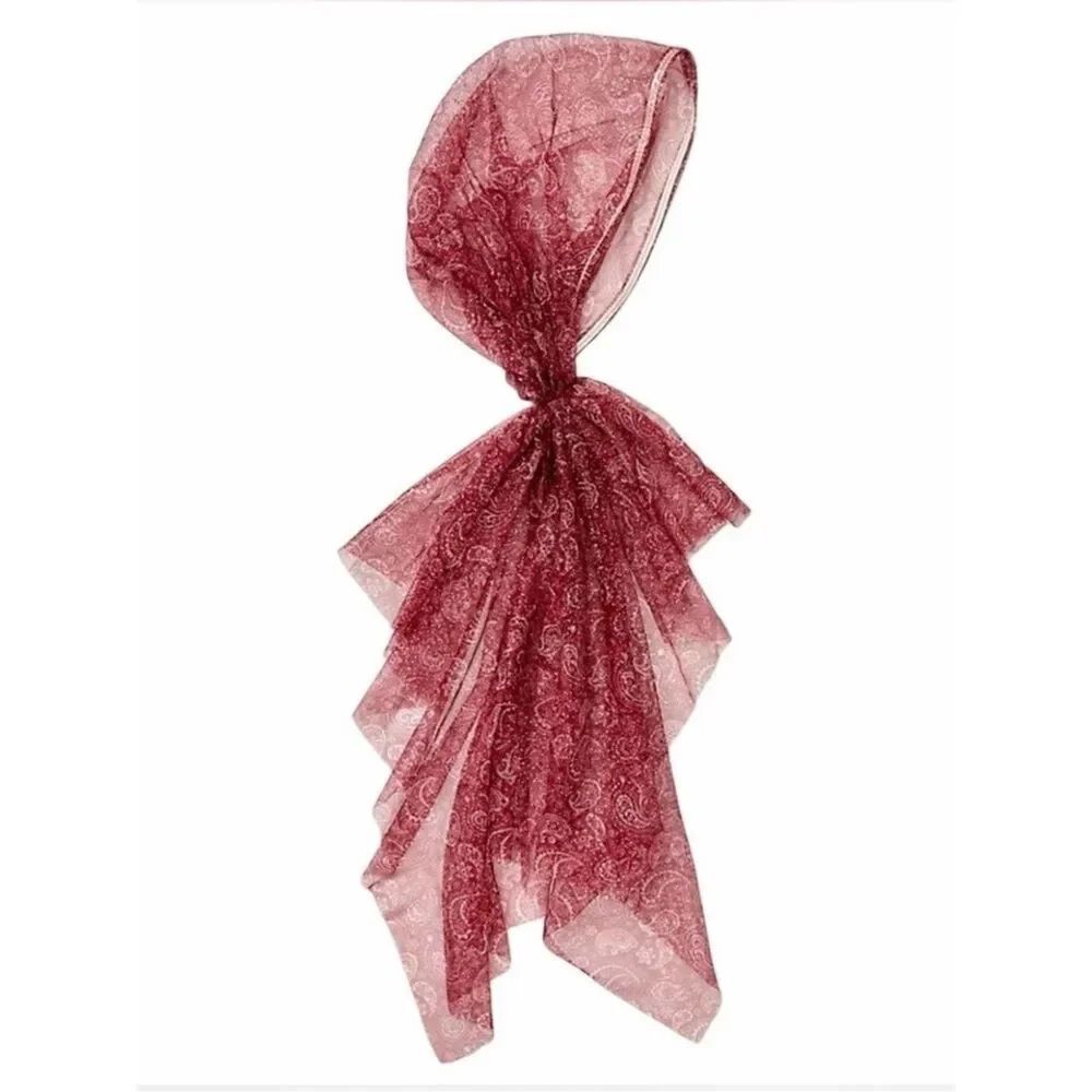 Free People Amelia Mesh Burgundy Paisley Shimmer Head Scarf(One Size)